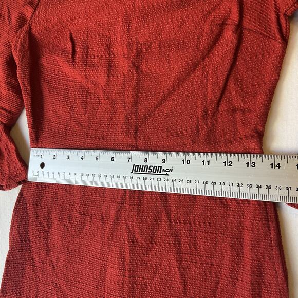 Topshop Women Dress US 4 Red Sheath Ruffle 3/4 Sleeve Knee Length - Picture 6 of 11